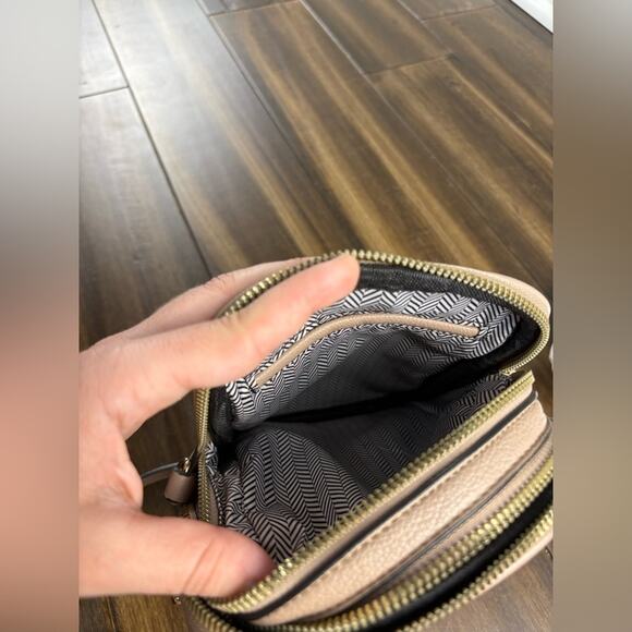 Adjustable Strap Chain Zipper Beige Crossbody Bag Purse Handbag - Picture 9 of 15